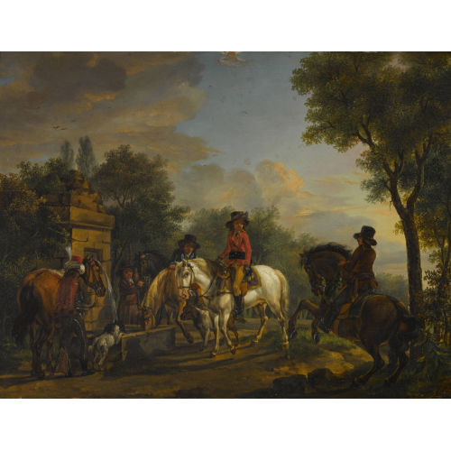 PHILIPS WOUWERMAN : Reiter mit Pferden an der Tr�nke (DOBIASCHOFSKY AUKTIONEN AG)