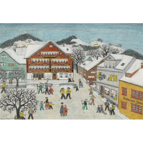 VERENA BROGER : Der winterliche Landsgemeindeplatz in Appenzell (DOBIASCHOFSKY AUKTIONEN AG)