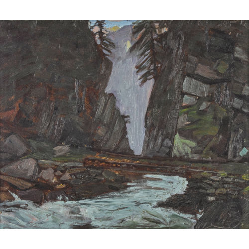 ETTORE BURZI : 'Una cascata presso Piora' (DOBIASCHOFSKY AUKTIONEN AG)