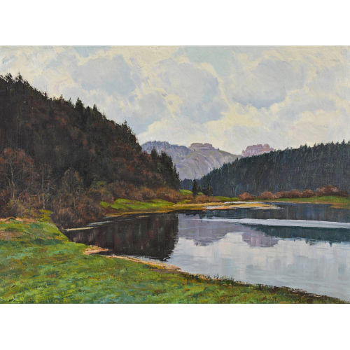 HENRI �DOUARD HUGUENIN-VIRCHAUX : Bewaldete Seepartie (DOBIASCHOFSKY AUKTIONEN AG)