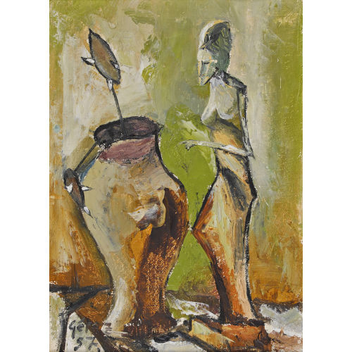 JEAN-LOUIS G�TAZ : Stillleben mit Vase und weiblicher Skulptur (DOBIASCHOFSKY AUKTIONEN AG)