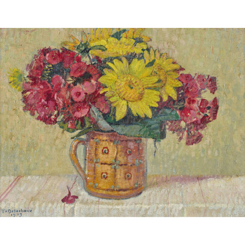 TH�ODORE DELACHAUX : 'Tournesols et Phlox' (DOBIASCHOFSKY AUKTIONEN AG)