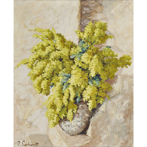 PAUL S�CHAUD : Mimosenstrauss auf der Treppe (DOBIASCHOFSKY AUKTIONEN AG)