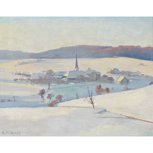 ROBERT KIENER : Winterliches Chindon bei Reconvilier (DOBIASCHOFSKY AUKTIONEN AG)