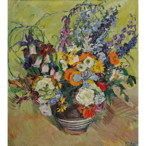 MARIE LOTZ : Blumenstrauss in bauchiger Vase (DOBIASCHOFSKY AUKTIONEN AG)
