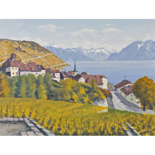 ALBERT DUPLAIN : Ansicht von Riex im Lavaux (DOBIASCHOFSKY AUKTIONEN AG)