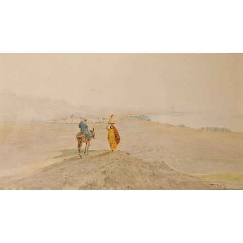 RAFFAELE MAINELLA : Orientalische Landschaft mit Wassertr�gerin und Reiter (DOBIASCHOFSKY AUKTIONEN AG)
