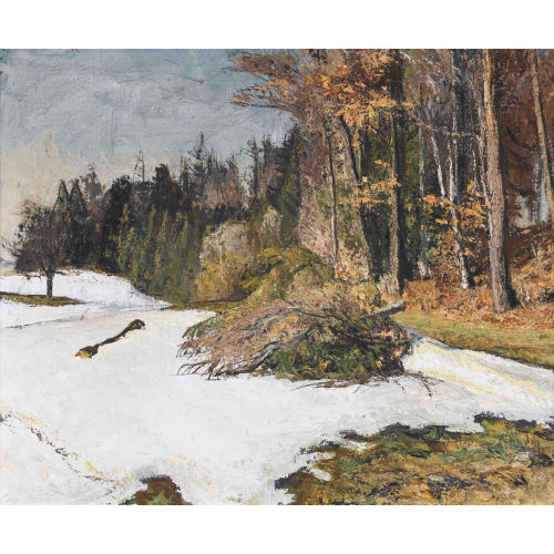 REINHOLD K�NDIG : 'Waldpartie mit Holzstoss (Winter)' (DOBIASCHOFSKY AUKTIONEN AG)