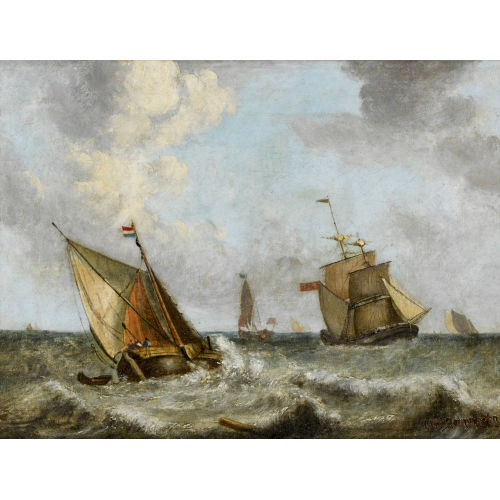 CORNELIS CHRISTIAAN (AUCH DOMMELSHUIZEN DOMMERSEN : Segelschiffe auf rauer See (DOBIASCHOFSKY AUKTIONEN AG)