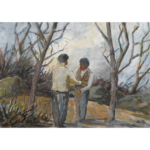 CARL ROESCH : Landschaft mit zwei M�nnern (DOBIASCHOFSKY AUKTIONEN AG)