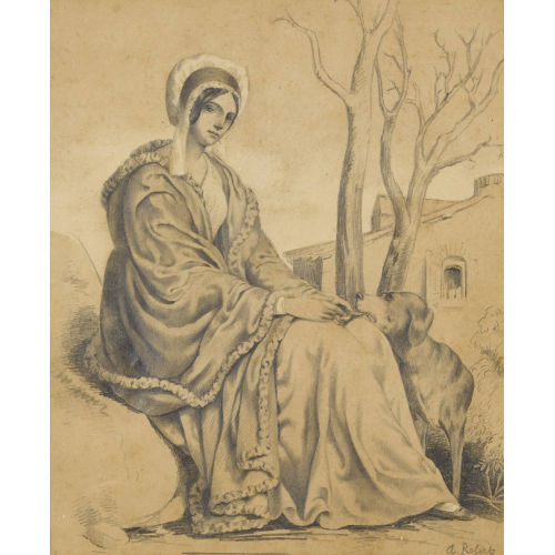 AUR�LE ROBERT : Jeune femme avec un chien (DOBIASCHOFSKY AUKTIONEN AG)