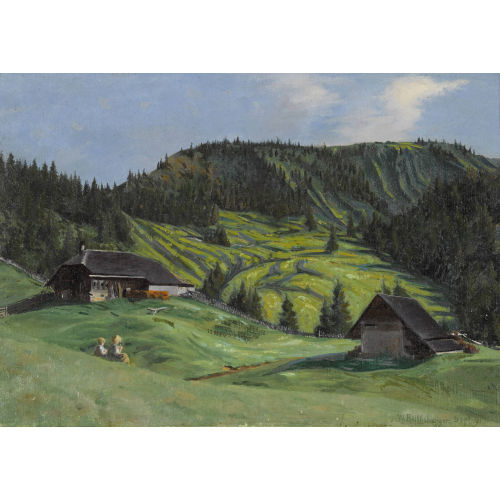 WILLIAM R�THLISBERGER : Sommerliche Berglandschaft mit Kinderpaar (DOBIASCHOFSKY AUKTIONEN AG)