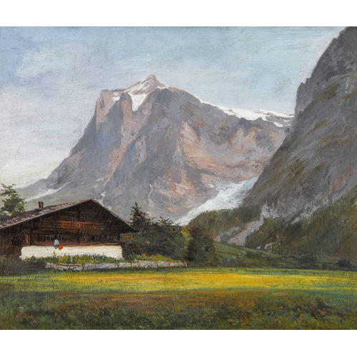 ALFRED-HENRI BERTHOUD : Grindelwald mit dem Wetterhorn (DOBIASCHOFSKY AUKTIONEN AG)