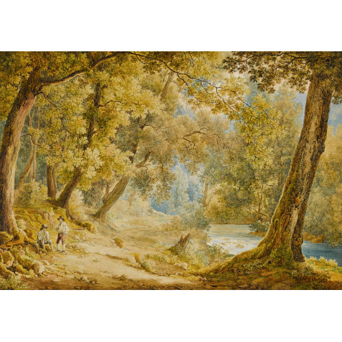 FRANZ KAISERMANN : Italienische Flusslandschaft mit rastenden Hirten (DOBIASCHOFSKY AUKTIONEN AG)