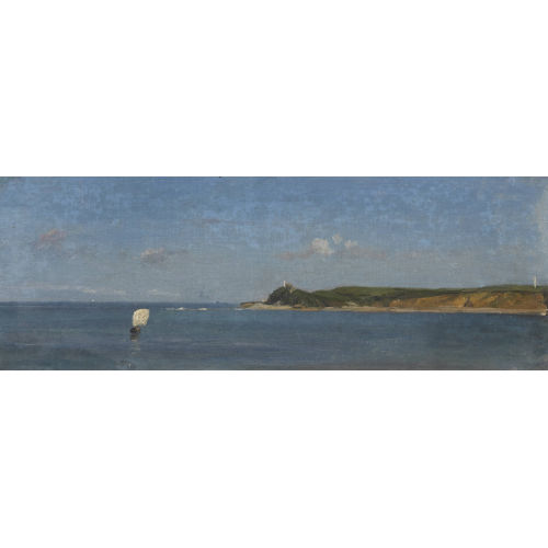 ALBERT DE MEURON : S�dliche K�stenlandschaft mit Segelboot (DOBIASCHOFSKY AUKTIONEN AG)