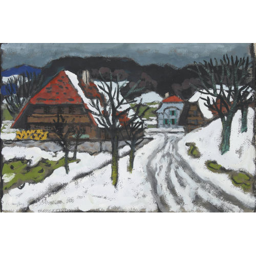FRED STAUFFER : Winterlandschaft mit Bauernh�usern (DOBIASCHOFSKY AUKTIONEN AG)