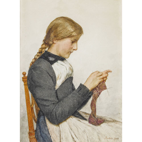 ALBERT ANKER : 'Strickendes M�dchen' (DOBIASCHOFSKY AUKTIONEN AG)