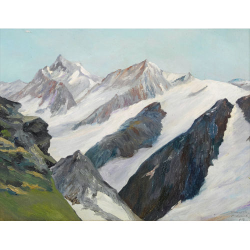 CHARLES DE ZIEGLER : Ansicht von Oberrothorn und Mischabel (DOBIASCHOFSKY AUKTIONEN AG)