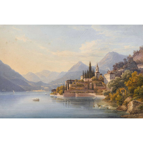 JAKOB SUTER : Sommerliche Uferpartie am Lago di Como (DOBIASCHOFSKY AUKTIONEN AG)