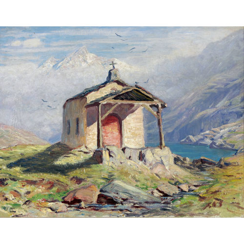 ALBERT HENRY JOHN GOS : Die Kapelle Maria zum Schnee am Schwarzsee bei Zermatt (DOBIASCHOFSKY AUKTIONEN AG)