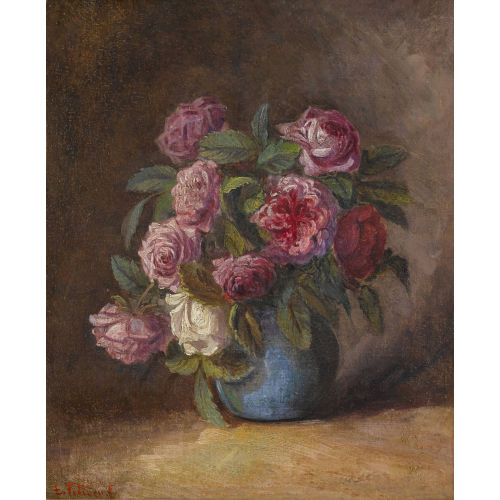 ERNEST FILLIARD : Rosen in blauer Vase (DOBIASCHOFSKY AUKTIONEN AG)