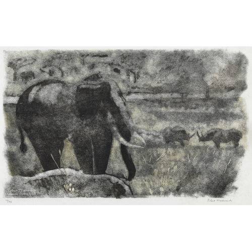 ROBERT HAINARD : '�l�phant et combat de rhinoc�ros' (DOBIASCHOFSKY AUKTIONEN AG)
