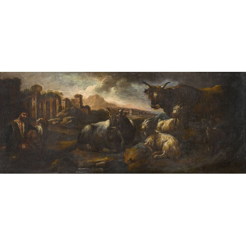 PHILIPP PETER) ROSA DA TIVOLI (EIGTL. ROOS : Landschaft mit Hirten und Vieh (DOBIASCHOFSKY AUKTIONEN AG)