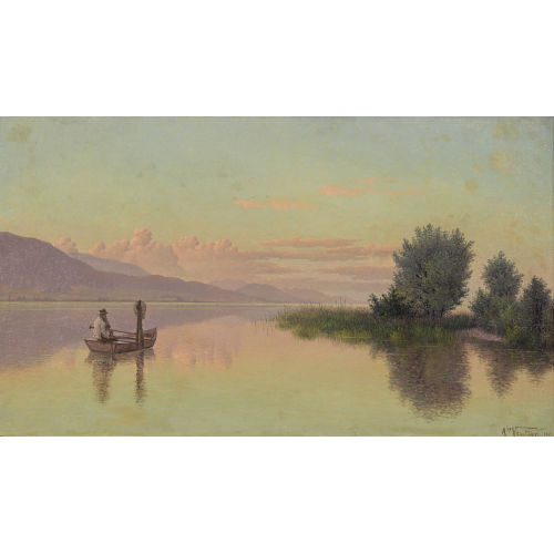 ALEXIS VAUTIER : Abendliche Stimmung am Genfersee mit Ruderer (DOBIASCHOFSKY AUKTIONEN AG)