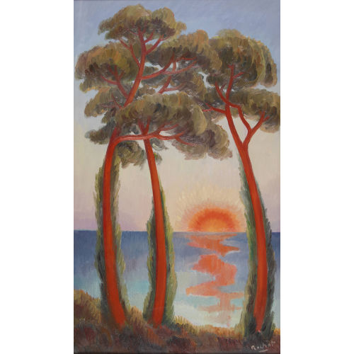 WILLY JAMES ROCHAT : 'Les pins illumin�s par le soleil levant' (DOBIASCHOFSKY AUKTIONEN AG)