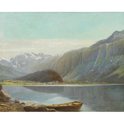 AUGUSTE LOUIS VEILLON : Brienzerseeufer mit Ruderboot (DOBIASCHOFSKY AUKTIONEN AG)