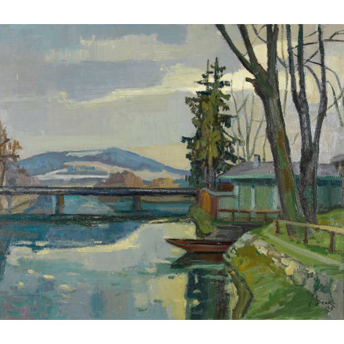 LEO DECK : Herbstliche Uferpartie an der Aare (DOBIASCHOFSKY AUKTIONEN AG)