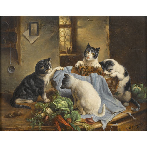 CARL REICHERT : 'Neugierige K�tzchen' (DOBIASCHOFSKY AUKTIONEN AG)
