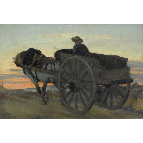 JULES-JACQUES JACOT-GUILLARMOD : Abendstimmung mit Fuhrwerk (DOBIASCHOFSKY AUKTIONEN AG)