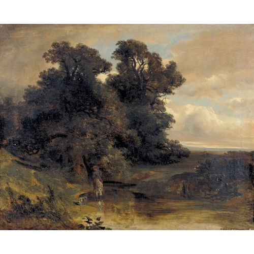ALEXANDRE CALAME : Bachlandschaft mit Reiter (DOBIASCHOFSKY AUKTIONEN AG)
