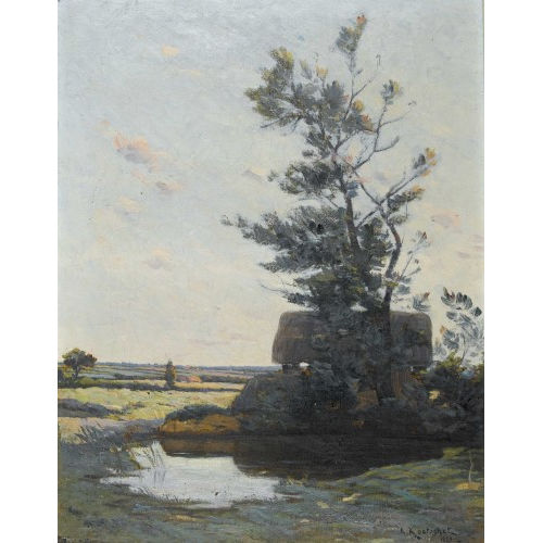 ACHILLE KOETSCHET : Landschaft mit Weiher (DOBIASCHOFSKY AUKTIONEN AG)