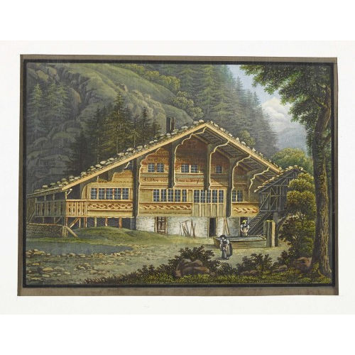 JOHANN PETER LAMY : 'Maison de paysan dans l′Oberhasli � Guttannen, Canton de Berne' (DOBIASCHOFSKY AUKTIONEN AG)