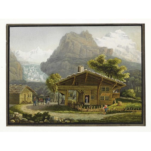 JOHANN PETER LAMY : 'Maison de paysan dans la vall�e de Grindelwald, Canton de Berne' (DOBIASCHOFSKY AUKTIONEN AG)