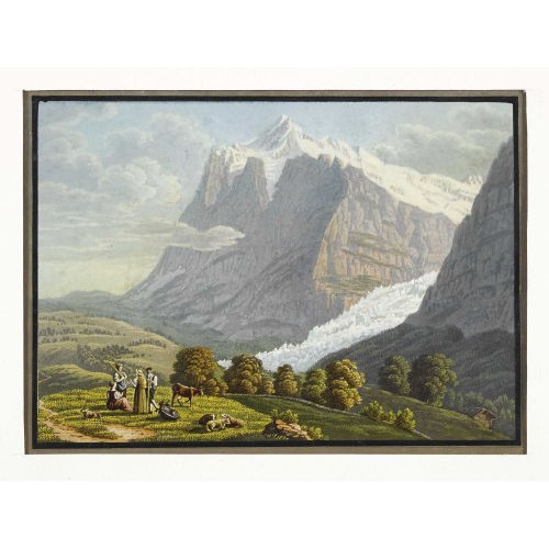 JOHANN PETER LAMY : 'Vue du Wetterhorn et du glacier superieur du Grindelwald Canton de Berne' (DOBIASCHOFSKY AUKTIONEN AG)