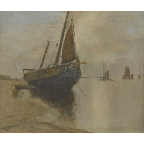 KARL LEIPOLD : Strandpartie mit Segelschiffen (DOBIASCHOFSKY AUKTIONEN AG)