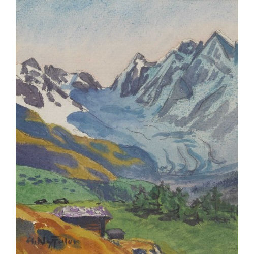 ALBERT NYFELER : Gebirgslandschaft mit einem Gletscher (DOBIASCHOFSKY AUKTIONEN AG)