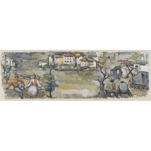 LUIGI TADDEI : Tessiner Landschaftspartie mit Bauern (DOBIASCHOFSKY AUKTIONEN AG)