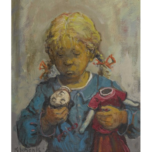 KARL SCHENK : M�dchen mit zerbrochener Puppe (DOBIASCHOFSKY AUKTIONEN AG)