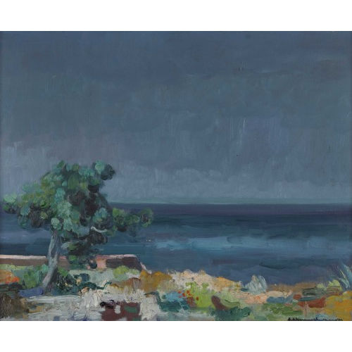ALBERT NEUENSCHWANDER : K�stenpartie mit einem Baum (DOBIASCHOFSKY AUKTIONEN AG)