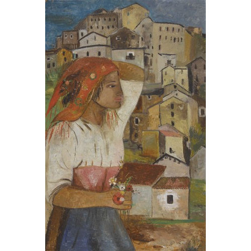 MARGHERITA OSSWALD-TOPPI : Junge B�uerin vor Anticoli bei Rom (DOBIASCHOFSKY AUKTIONEN AG)