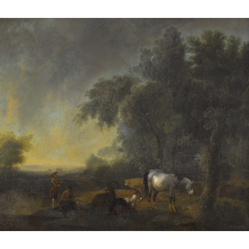 JOHANN JAKOB SCHALCH : Baumlandschaft mit Hirten und Paarhufern (DOBIASCHOFSKY AUKTIONEN AG)