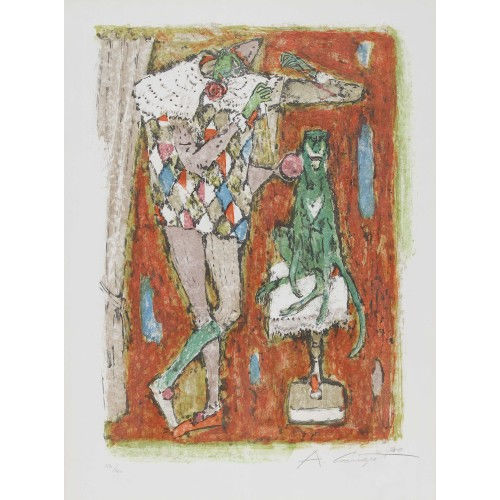 ALOIS CARIGIET : 'Harlekin mit Diavolo' (DOBIASCHOFSKY AUKTIONEN AG)