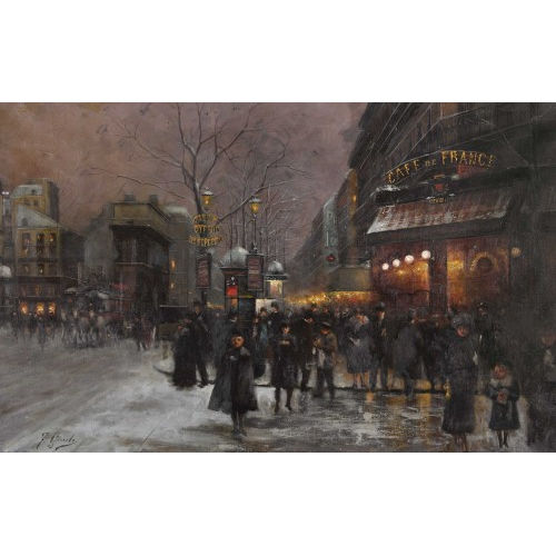 FAUSTO GIUSTO : N�chtlicher Boulevard in Paris mit der Porte Saint-Martin (DOBIASCHOFSKY AUKTIONEN AG)
