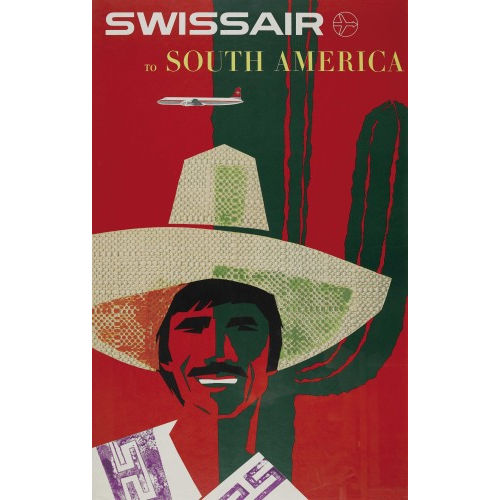 DONALD BRUN : 'Swissair to South America' (DOBIASCHOFSKY AUKTIONEN AG)