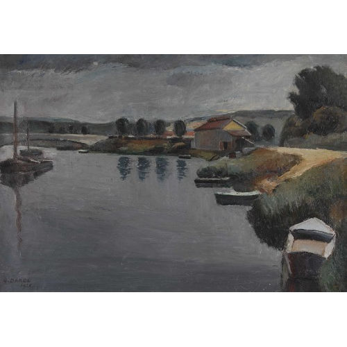 GEORGES DAREL : Flusspartie mit Kahn (DOBIASCHOFSKY AUKTIONEN AG)