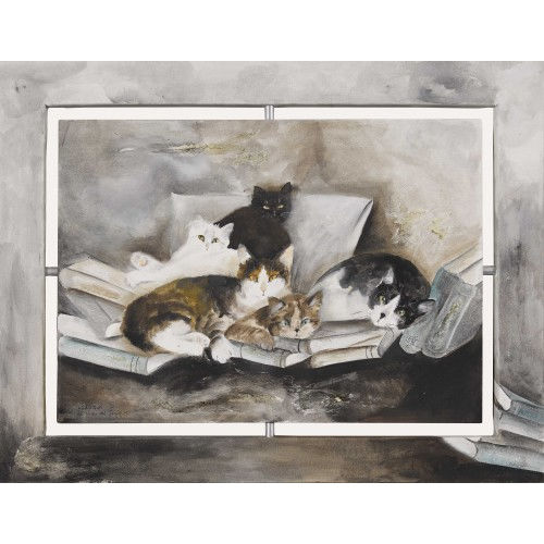 CARMEN D�D�) D�D� (EIGTL. MOSER-CASTELLI : Katzenschar auf B�chern (DOBIASCHOFSKY AUKTIONEN AG)